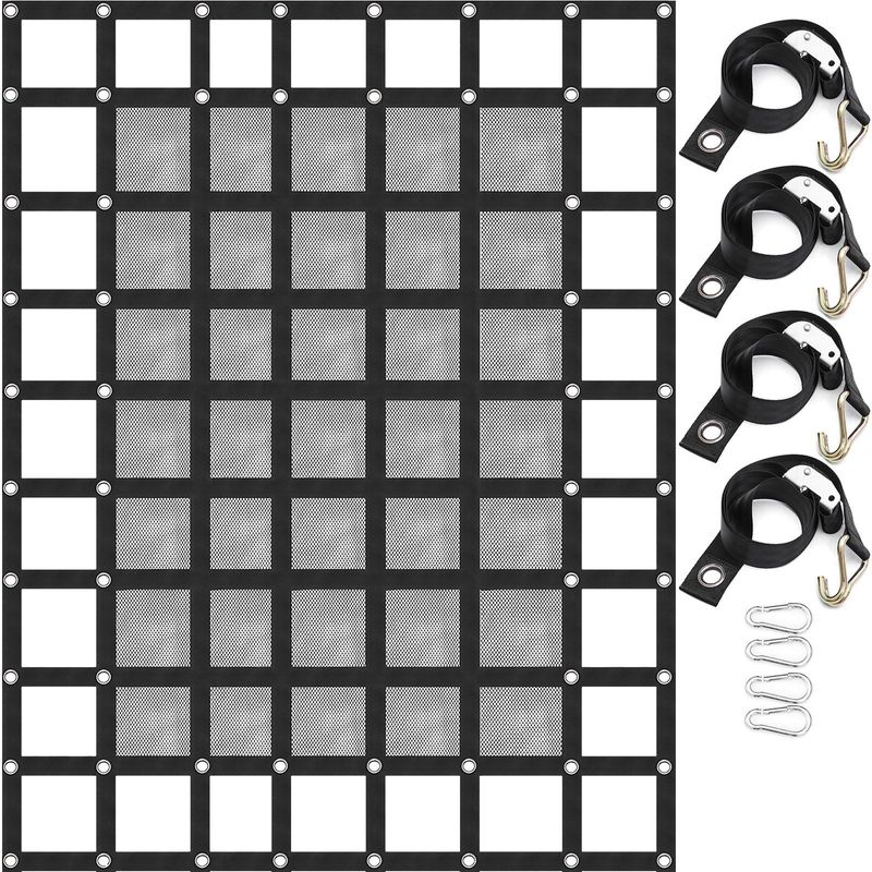 VEVOR Cargo Net With Mesh, 8' X 6.7' Cargo Net For Pickup Truck Bed, Heavy Duty Cargo Nets With Cam Buckles & S-Hooks & Cross Strap, Truck Bed Cargo Net For Trailer SUV Jeeps(96" X 80")_voghion.com