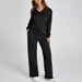 Oversized V-Neck Top & Flared Jogger Set – Streetwear Two-Piece Outfit With Drawstring Waist, Trendy Loungewear_voghion.com