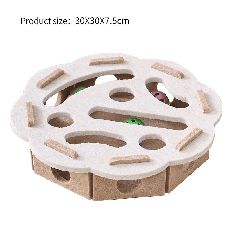 Toy Teaser Wand Self-Entertainment Gadget With Feather Cat Scratching Post Durable Rotating Ball Water Wood_voghion.com