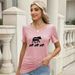 T-shirts imprimés à manches chauve-souris et col rond pour femme_voghion.com