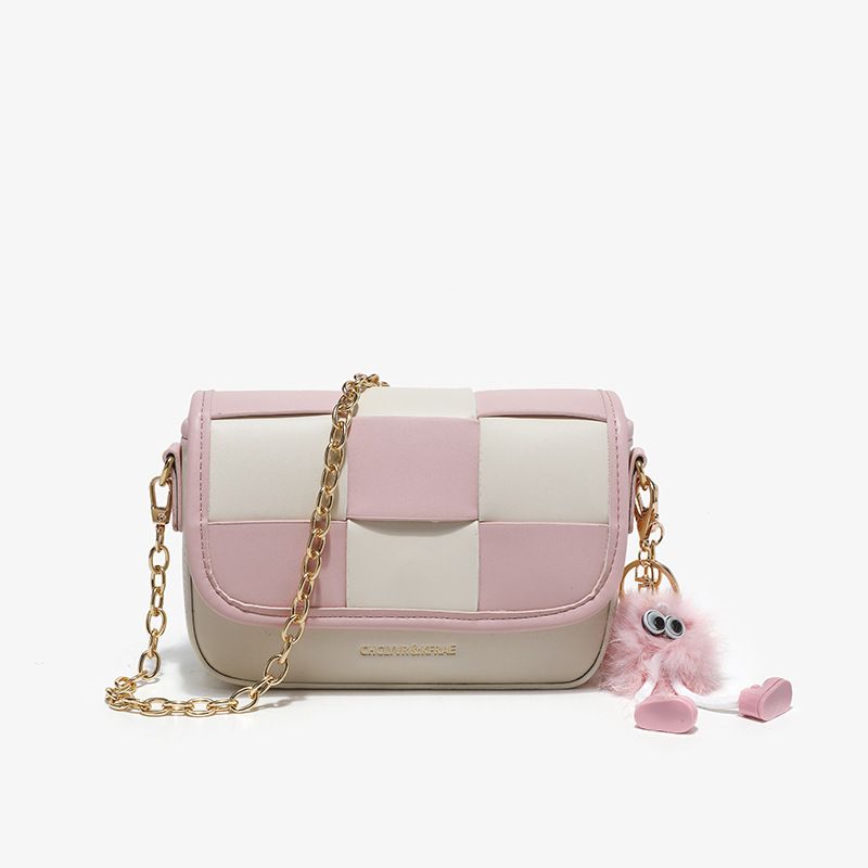 A niche design grid woven flip small square for women's 2024 spring new underarm with contrasting color crossbody bag_voghion.com