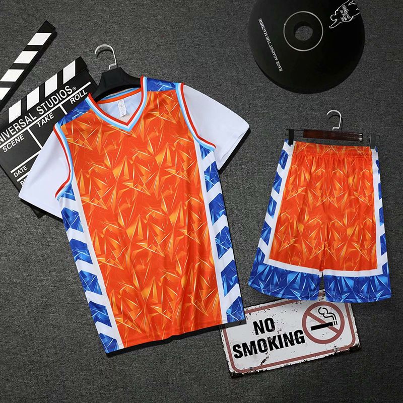 F ake κοστούμι μπάσκετ δύο τεμαχίων, αθλητικό μπλουζάκι, ανδρικό και γυναικείο μπλουζάκι, σορτς, προπόνηση που αναπνέει, χαλαρή εφαρμογή,_voghion.com