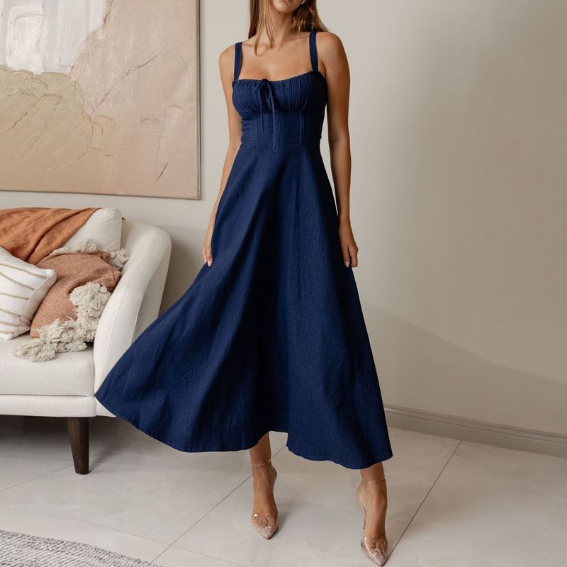 Women's Clothing New Suspender Skirt Summer Fashion Sexy Backless Sleeveless Denim Dress Female_voghion.com