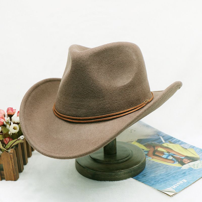 Cowboy hat Sheep felt top hat Western gentleman hat wool felt hat jazz hat men's winter hat_voghion.com