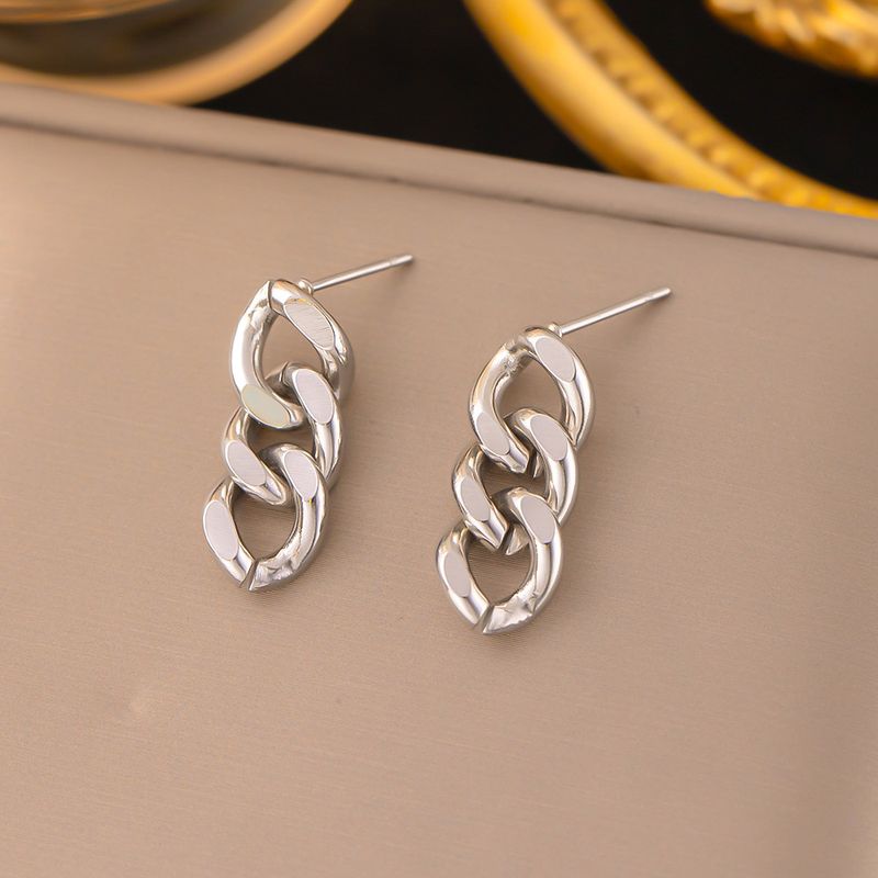 Orecchini esagerati in oro con catena francese, realizzati in acciaio al titanio per donna, placcati in oro e resistenti allo scolorimento._voghion.com