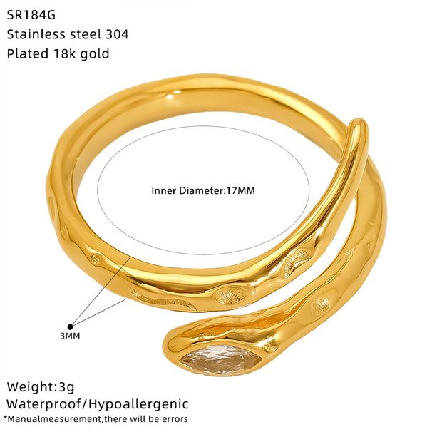 Ringe Unisex Schmuck Mode Mode Persönlichkeit Leichter Luxusring Weiblicher Edelstahl Dreidimensionaler offener Schlangenwickelring_voghion.com