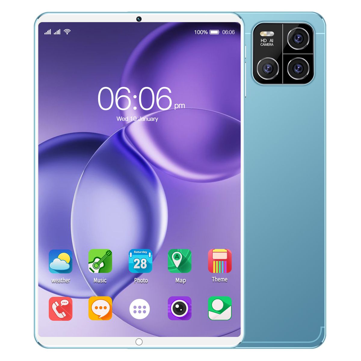 Pad6 Android-tablet 10,1" 4G LTE, 16 GB RAM + 512 GB opslag, quad-coreprocessor, 13 MP camera, Bluetooth, ondersteuning voor meerdere talen_voghion.com