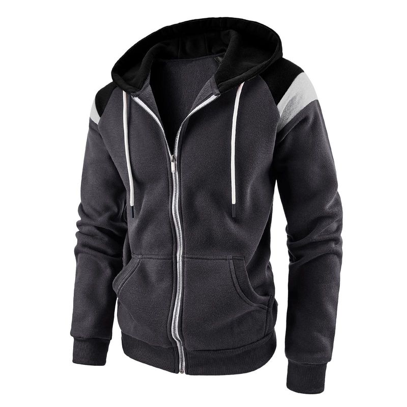 New color blocking fashionable hoodie, men's casual sports hoodie_voghion.com