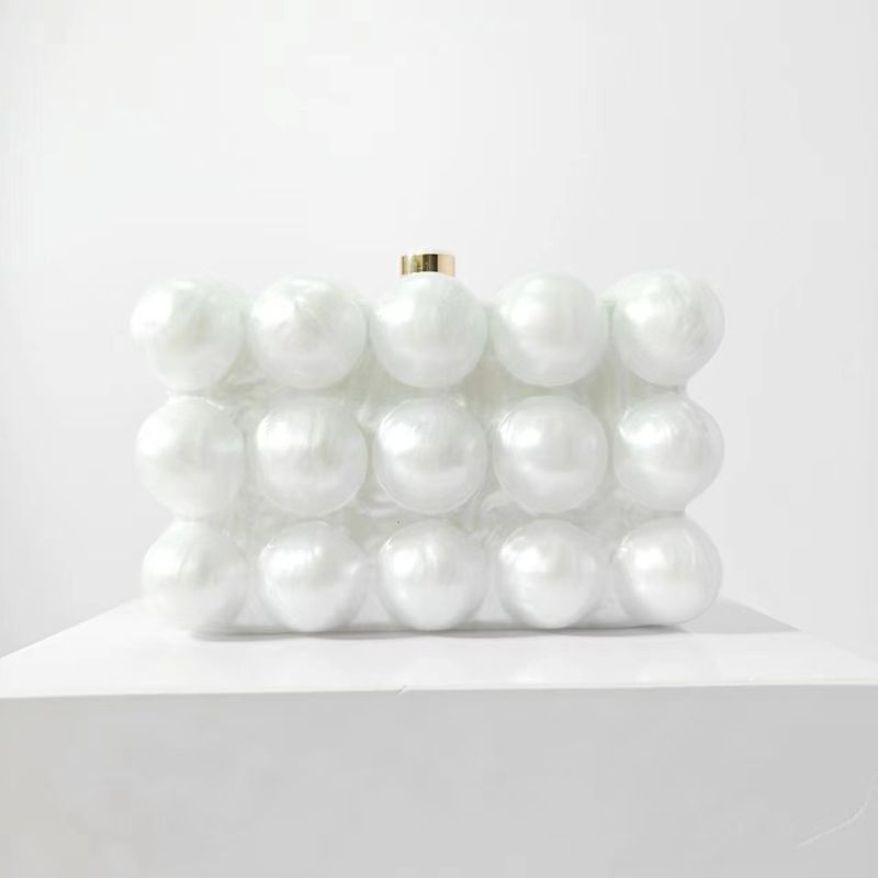 Damenhandtasche Wave Pearlescent Egg Shell Acryl Fashion Slung Shoulder Acryl Dinner Bag_voghion.com