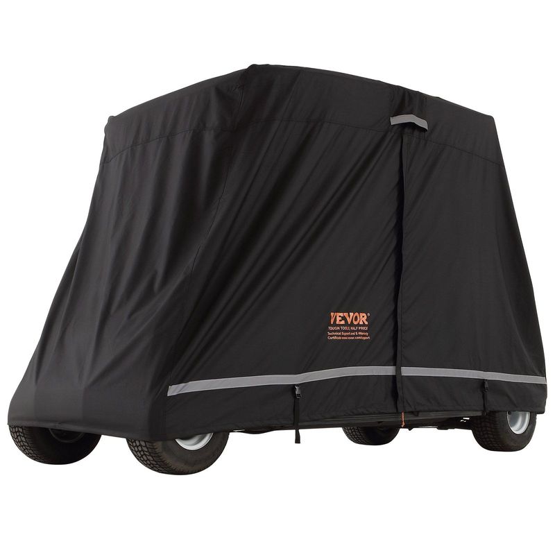 VEVOR 4 Passenger Golf Cart Cover, 600D Polyester Full Cover, Universal Fits For Most Brand Club Car Covers, Waterproof, Sunproof, And Dustproof Outdoor Golf Cart Cover With Three Zipper Doors, Black_voghion.com