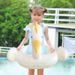 Kids Swan Boat Pool Float With Canopy - Thickened PVC Anti-Tip Design For Ages 3-6 (Sunshade Seat Non-Slip Bottom Max 88lbs Includes Repair Kit)_voghion.com