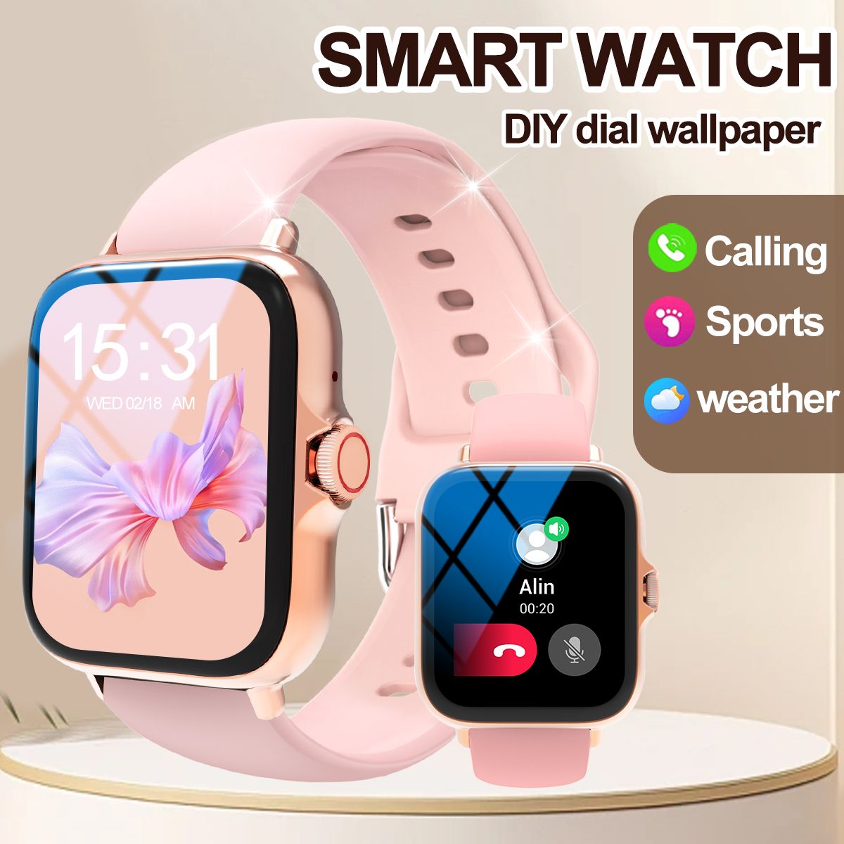 Smartwatch met meerdere sportmodi, kan oproepen beantwoorden, berichtherinneringen, compatibel met Android en iPhone_voghion.com