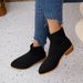 Women's Shoes Flying Woven Pointed Short Barrel Martin Boots Women's Sleeve Thick Heel Medium Heel Breathable Socks Boots_voghion.com