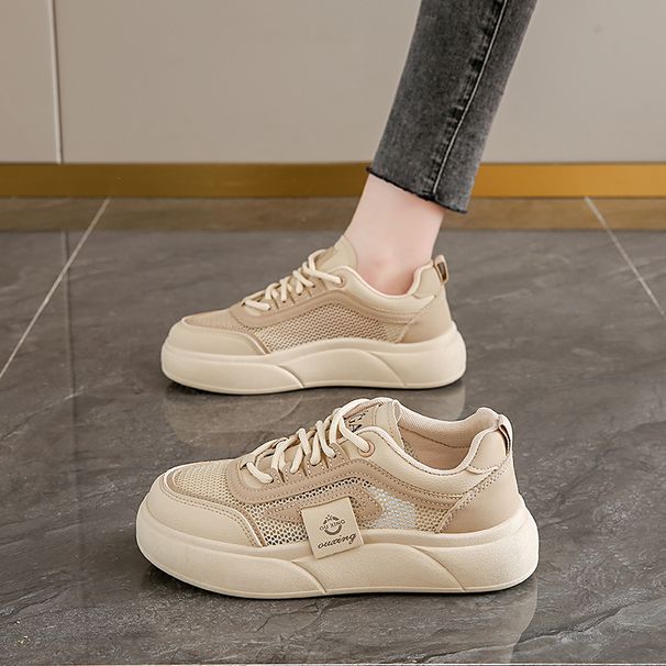 Scarpe casual bianche da studente da donna, modello Impression Wind Net Batch Hollow_voghion.com