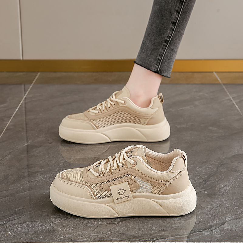 Impression Wind Net Batch Hollow Casual White Student Women's Shoes_voghion.com