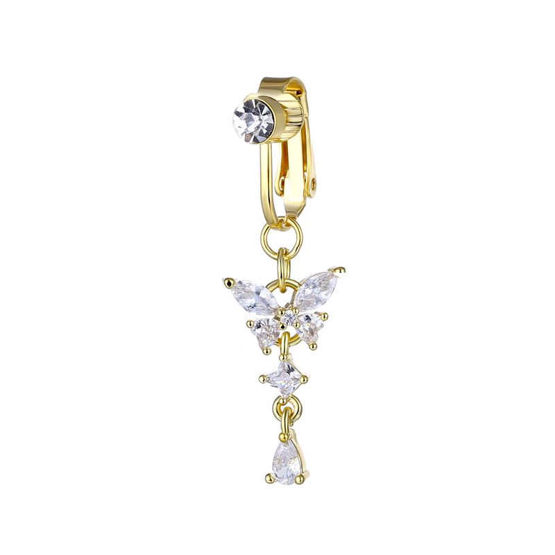 Luochen Nicht perforierter Schmetterlingsring ohne Loch, Nageleinlage, Diamant-Körperpiercing, Bauchnabelknopf_voghion.com