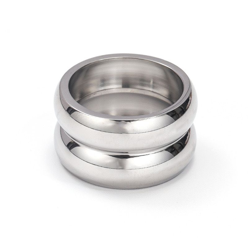 Ins For Women Titanium Steel Wide Edge Double Layer Texture Simple Ring Jewelry_voghion.com