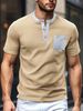 Unbeatable Quality Men's Clothing Inventory Summer New Product Machine Washable Patch Bag, Open Placket, Color Blocked Polyester Waffle_voghion.com