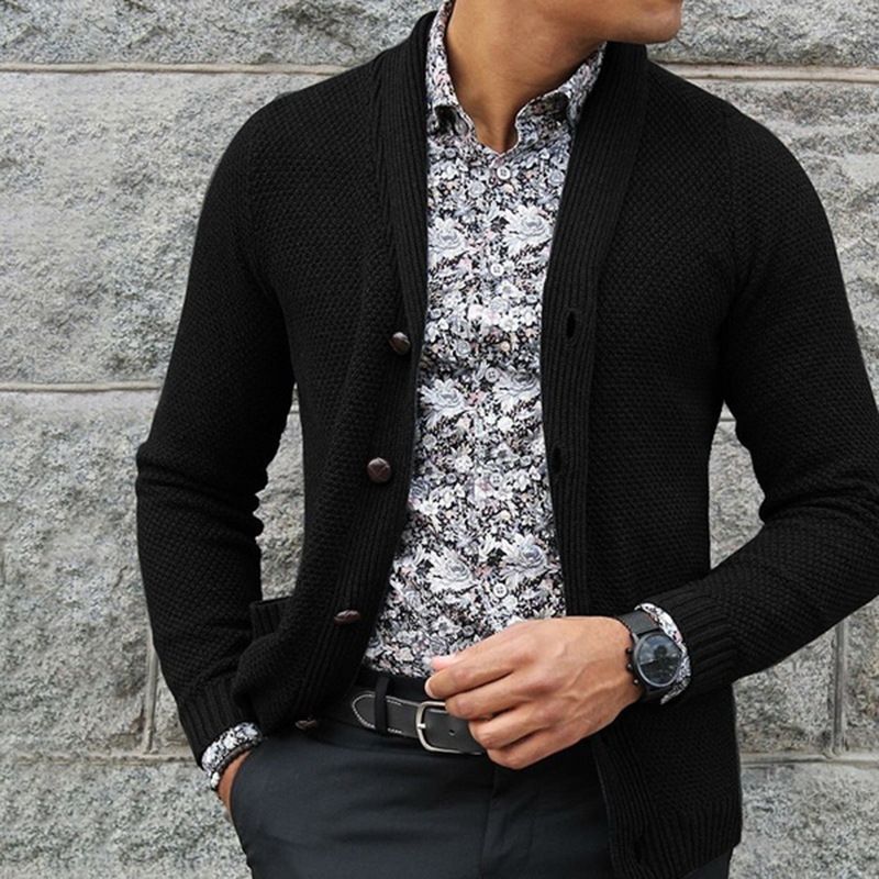 Men's cardigan single-breasted sweater top sweater men's_voghion.com