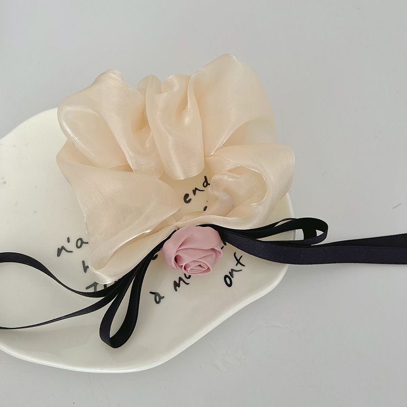 Accessori per capelli da donna Fiore per la testa Accessori per capelli di alta qualità Anello per capelli per intestino crasso Copricapo Rete Corda per capelli con rosa rossa_voghion.com