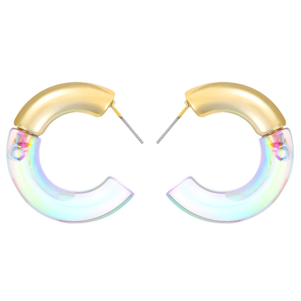 Nische Hohe Transparent Doppel Farbe Acryl Ohrringe Farbverlauf Doppel C-förmigen Ohrringe frauen Umwelt_voghion.com