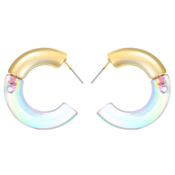 Nische Hohe Transparent Doppel Farbe Acryl Ohrringe Farbverlauf Doppel C-förmigen Ohrringe frauen Umwelt_voghion.com