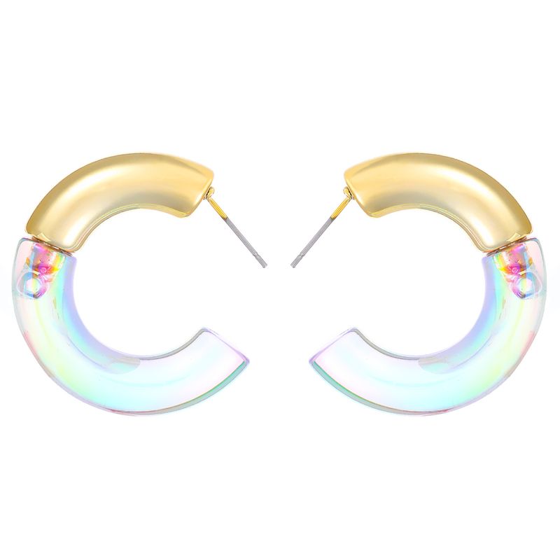 Niche High Transparent Double Color Acrylic Earrings Gradient Color Double C- shaped Earrings Women's Environmental_voghion.com