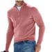 Men's Long Sleeve v-Neck Fleece Zipper Men's Casual Top Polo Shirt_voghion.com