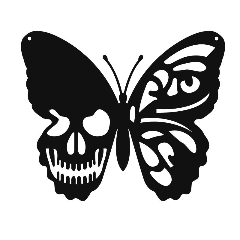 Halloween Metal Skull Butterfly Wall Courtyard Living Room Iron Pendant Home Decoration Crafts_voghion.com