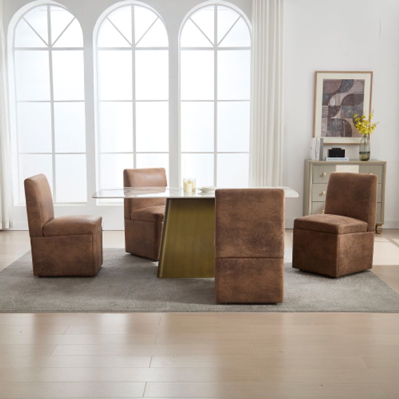 Juego de 2 sillas de comedor tapizadas, giratorias, con ruedas y armarios, cómodas y modernas sillas blancas para sala de estar, sin brazos._voghion.com