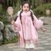 Children's hooded and fleece thickened cape shawl mid-length loose woolen girl's cape coat_voghion.com