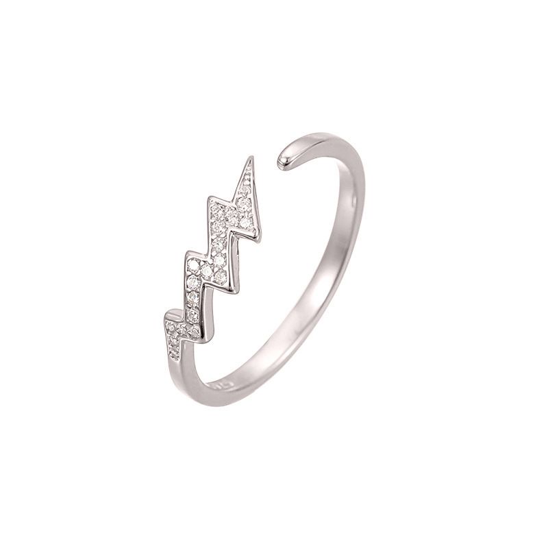 Volldiamant Blitz Persönlichkeit Hip-Hop-Stil Frauen Einfach High-End Zirkon Welle Zeigefinger Ring Einstellbar_voghion.com