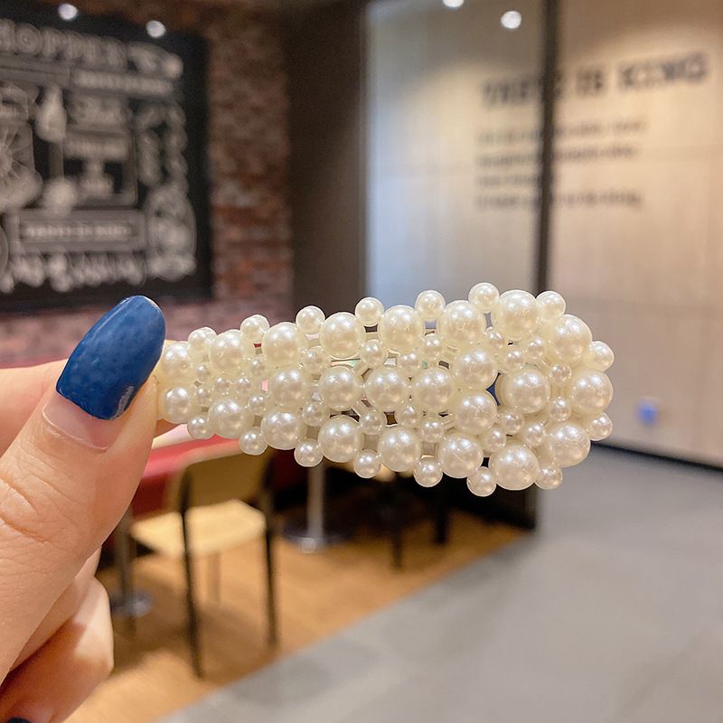 Unisex Hair clip headdress Hair clip edge clip girl back of head bangs clip forehead net red line pearl hair clip_voghion.com