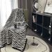 New Multifunctional Zebra Print Warm Thick Office Sofa With Knitted Cover Blanket_voghion.com
