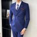 Men's Slim Fit Wedding Suit – Single/Double-Breasted Blue Groom Suit With Vest & Trousers_voghion.com