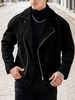 Men's Asymmetric Zip Wool Blend Jacket – Slim Fit Motorcycle-Inspired Coat_voghion.com