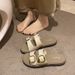 Flat For Women 2025 Summer New Slip-On Lazy Versatile Outdoor Belt Buckle Beach Sandals_voghion.com