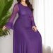 Damenbekleidung Einfarbiges Strick-Mesh-Stretch-Kleid Muslim Party Dinner Robe_voghion.com
