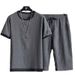 Men's Casual Sports Suit Ice Silk Short-Sleeved T-Shirt And Shorts a Complete Set Men's Matching Fashion Two-Piece Suit_voghion.com
