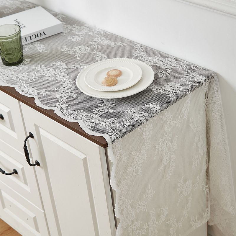 Delicate Polyester Lace Tablecloth – Elegant Rectangular Farmhouse Dining Cover For Picnic, Photo Backdrop & Home Decor​_voghion.com