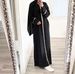 New Muslim Women's Patchwork Border Sequin Dress Solid Color Long Robe_voghion.com