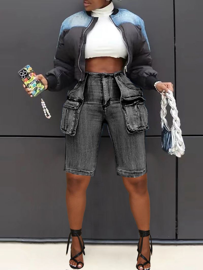 2025s D8736 2025 Summer New Women's Cargo Denim Shorts_voghion.com