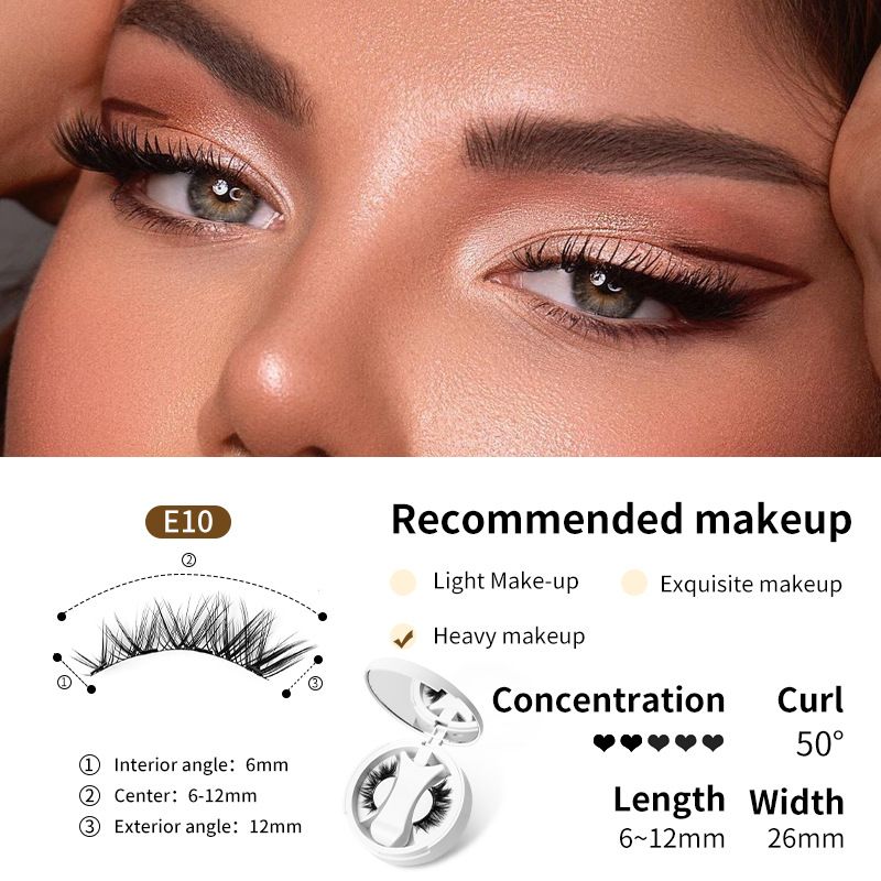 Set de gene magnetice cu cutie de depozitare - Gene naturale groase, fără lipici, pentru stil european și american (portabile și reutilizabile)_voghion.com