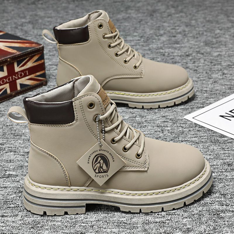 Martin Men's 48 Extra Large 47 Autumn New English Style Yellow Leather Workwear Boots_voghion.com