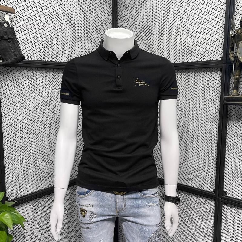 2025d Men's Casual Short Sleeve 2025 New Summer Trend Slim Fit Embroidered Trendy Brand Turn-down Collar T-shirt_voghion.com
