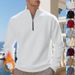 Men's Fleece-Lined Quarter-Zip Pullover Sweatshirt – Warm & Stylish Casual Winter Wear (S-XXXL, Solid Colors)_voghion.com