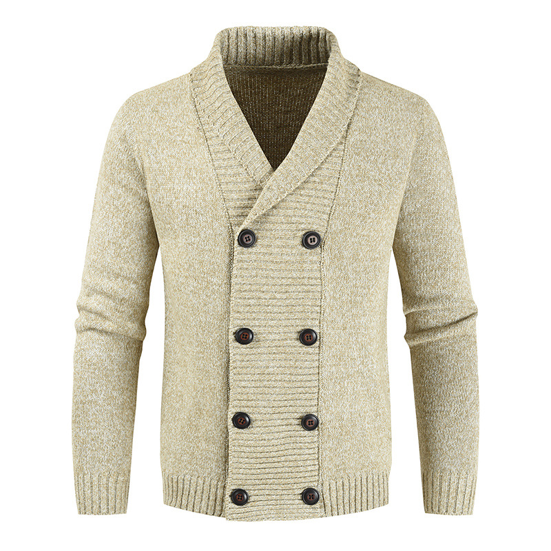 Herrenbekleidung Herrenpullover Modischer, lässiger, zweireihiger Strickjackenpullover für Jugendliche_voghion.com