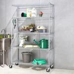 TRINITY 5-Tier Outdoor Wire Shelving Rack With Wheels, 48" X 18" X 72" NSF, Gray Color_voghion.com