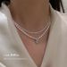 Collier de perles d'eau douce coréen tendance, design simple et étincelant, double rang, chaîne détachable._voghion.com