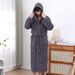 Soft Touch Micro Fleece Huva Morgonrock Plysch Lång Spa Robe Absorberande Morgonrock_voghion.com